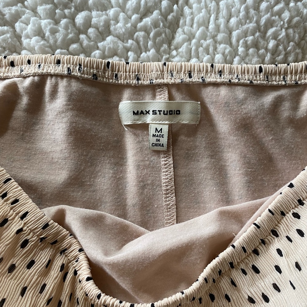 Max Studio skirt. Light Pink with black polka dots. Size Medium. - Picture 2 of 4